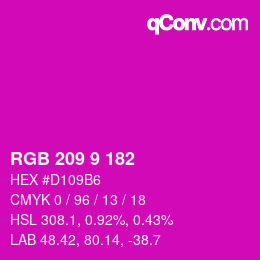 カラーコード: RGB 209 9 182 | qconv.com