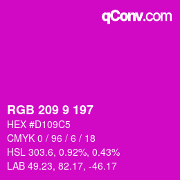 Color code: RGB 209 9 197 | qconv.com