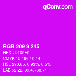 カラーコード: RGB 209 9 245 | qconv.com