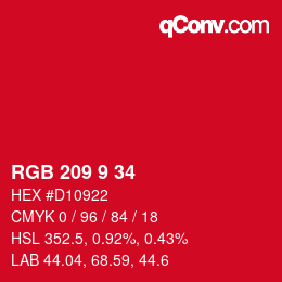Color code: RGB 209 9 34 | qconv.com
