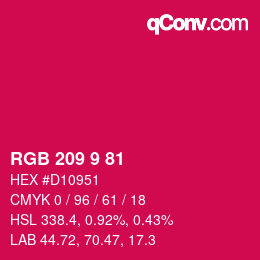 カラーコード: RGB 209 9 81 | qconv.com