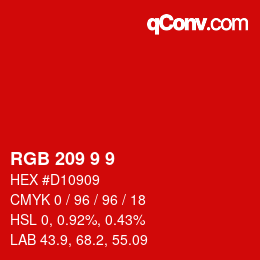 カラーコード: RGB 209 9 9 | qconv.com