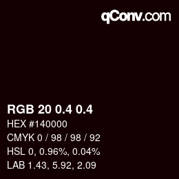 カラーコード: RGB 20 0.4 0.4 | qconv.com
