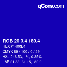 カラーコード: RGB 20 0.4 180.4 | qconv.com