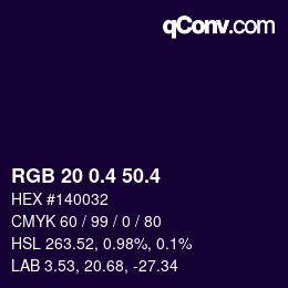 カラーコード: RGB 20 0.4 50.4 | qconv.com