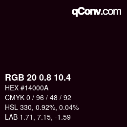 カラーコード: RGB 20 0.8 10.4 | qconv.com