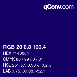 カラーコード: RGB 20 0.8 100.4 | qconv.com