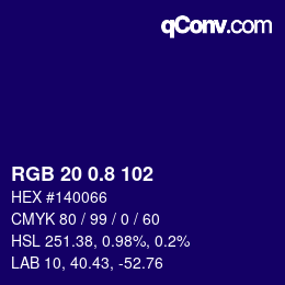 カラーコード: RGB 20 0.8 102 | qconv.com