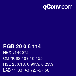 カラーコード: RGB 20 0.8 114 | qconv.com