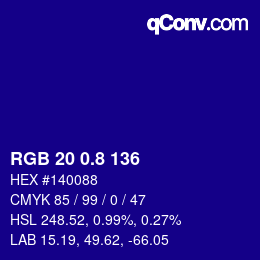 カラーコード: RGB 20 0.8 136 | qconv.com