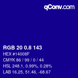 カラーコード: RGB 20 0.8 143 | qconv.com