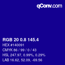 カラーコード: RGB 20 0.8 145.4 | qconv.com