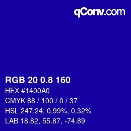 カラーコード: RGB 20 0.8 160 | qconv.com