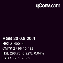 カラーコード: RGB 20 0.8 20.4 | qconv.com