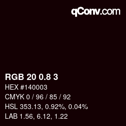 カラーコード: RGB 20 0.8 3 | qconv.com