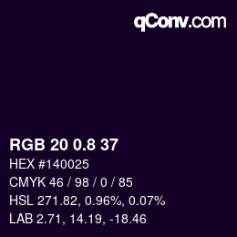 カラーコード: RGB 20 0.8 37 | qconv.com