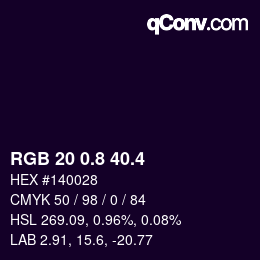 カラーコード: RGB 20 0.8 40.4 | qconv.com