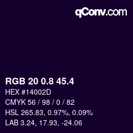 カラーコード: RGB 20 0.8 45.4 | qconv.com