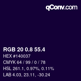 カラーコード: RGB 20 0.8 55.4 | qconv.com