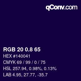 カラーコード: RGB 20 0.8 65 | qconv.com