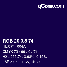 Color code: RGB 20 0.8 74 | qconv.com