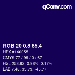 カラーコード: RGB 20 0.8 85.4 | qconv.com