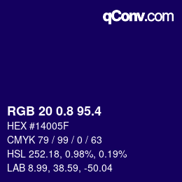 カラーコード: RGB 20 0.8 95.4 | qconv.com