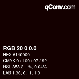 カラーコード: RGB 20 0 0.6 | qconv.com