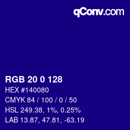 Color code: RGB 20 0 128 | qconv.com