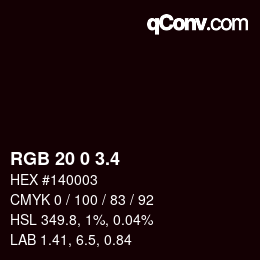 カラーコード: RGB 20 0 3.4 | qconv.com