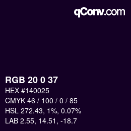 Código de color: RGB 20 0 37 | qconv.com