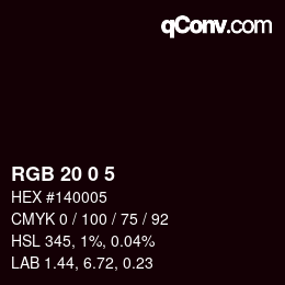 Farbcode: RGB 20 0 5 | qconv.com