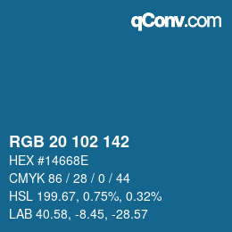 Color code: RGB 20 102 142 | qconv.com