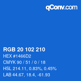Color code: RGB 20 102 210 | qconv.com
