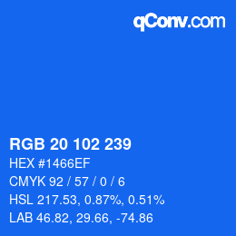 Color code: RGB 20 102 239 | qconv.com