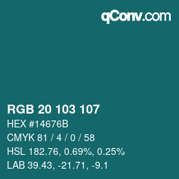 Color code: RGB 20 103 107 | qconv.com