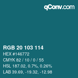 Color code: RGB 20 103 114 | qconv.com