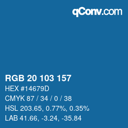 Color code: RGB 20 103 157 | qconv.com