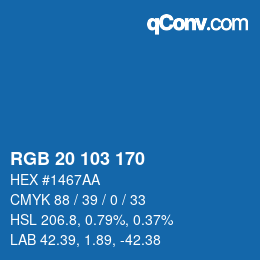 カラーコード: RGB 20 103 170 | qconv.com