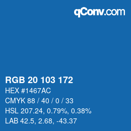 Farbcode: RGB 20 103 172 | qconv.com