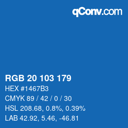 Color code: RGB 20 103 179 | qconv.com