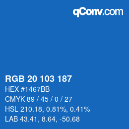 Color code: RGB 20 103 187 | qconv.com