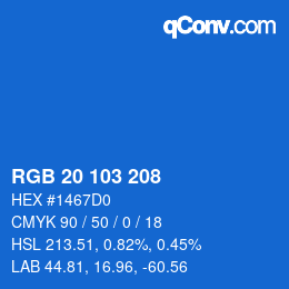 カラーコード: RGB 20 103 208 | qconv.com