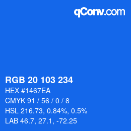 Color code: RGB 20 103 234 | qconv.com