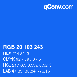 Color code: RGB 20 103 243 | qconv.com