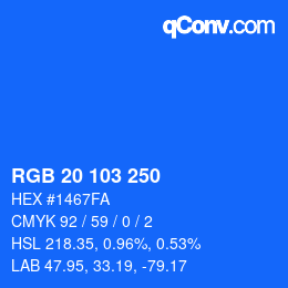 Color code: RGB 20 103 250 | qconv.com
