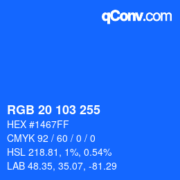 Color code: RGB 20 103 255 | qconv.com