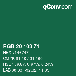 Color code: RGB 20 103 71 | qconv.com