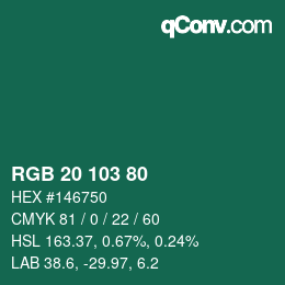 Color code: RGB 20 103 80 | qconv.com