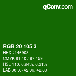 Color code: RGB 20 105 3 | qconv.com